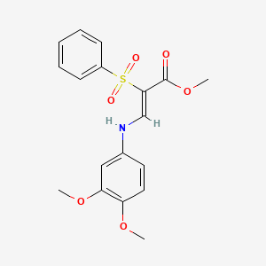 molecular formula C18H19NO6S B2556958 methyl (2Z)-3-[(3,4-dimethoxyphenyl)amino]-2-(phenylsulfonyl)acrylate CAS No. 1993764-89-8