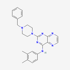 molecular formula C25H27N7 B2556960 2-(4-苄基哌嗪-1-基)-N-(3,4-二甲基苯基)蝶啶-4-胺 CAS No. 946297-57-0