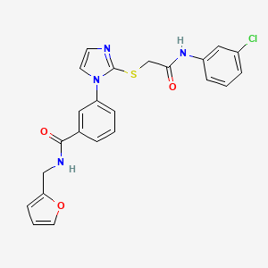 molecular formula C23H19ClN4O3S B2556962 3-(2-((2-((3-chlorophenyl)amino)-2-oxoethyl)thio)-1H-imidazol-1-yl)-N-(furan-2-ylmethyl)benzamide CAS No. 1115440-63-5
