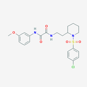molecular formula C22H26ClN3O5S B2556964 N1-(2-(1-((4-chlorophenyl)sulfonyl)piperidin-2-yl)ethyl)-N2-(3-methoxyphenyl)oxalamide CAS No. 898426-07-8