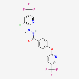 molecular formula C20H13ClF6N4O2 B2556984 N'-[3-chloro-5-(trifluoromethyl)pyridin-2-yl]-N'-methyl-4-[5-(trifluoromethyl)pyridin-2-yl]oxybenzohydrazide CAS No. 1023506-64-0