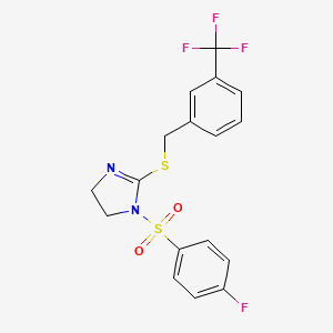 1-(4-Fluorophenyl)sulfonyl-2-[[3-(trifluoromethyl)phenyl]methylsulfanyl]-4,5-dihydroimidazole