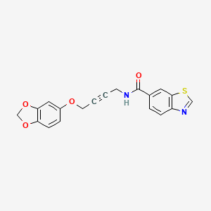 molecular formula C19H14N2O4S B2556997 N-(4-(benzo[d][1,3]dioxol-5-yloxy)but-2-yn-1-yl)benzo[d]thiazole-6-carboxamide CAS No. 1448057-50-8