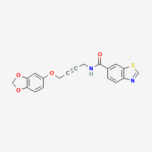 molecular formula C19H14N2O4S B2556997 N-(4-(Benzo[d][1,3]dioxol-5-yloxy)but-2-yn-1-yl)benzo[d]thiazol-6-carboxamid CAS No. 1448057-50-8