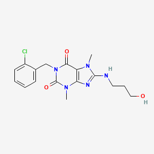 molecular formula C17H20ClN5O3 B2557001 1-(2-氯苄基)-8-((3-羟丙基)氨基)-3,7-二甲基-1H-嘌呤-2,6(3H,7H)-二酮 CAS No. 370074-22-9