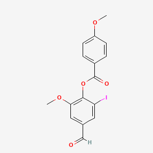 molecular formula C16H13IO5 B2557003 4-Formyl-2-iodo-6-methoxyphenyl 4-methoxybenzoate CAS No. 443731-18-8