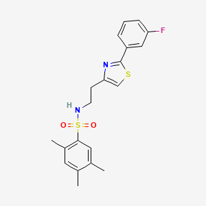 molecular formula C20H21FN2O2S2 B2557015 N-[2-[2-(3-fluorophenyl)-1,3-thiazol-4-yl]ethyl]-2,4,5-trimethylbenzenesulfonamide CAS No. 923257-99-2