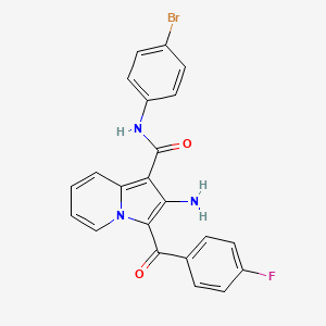 molecular formula C22H15BrFN3O2 B2557022 2-氨基-N-(4-溴苯基)-3-(4-氟苯甲酰基)吲哚并[1,2-b]异吲哚啉-1-甲酰胺 CAS No. 898607-04-0