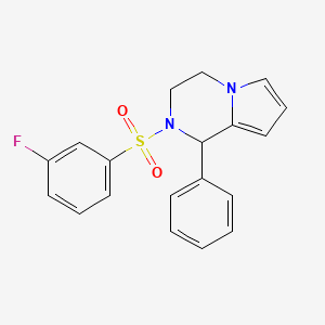 molecular formula C19H17FN2O2S B2557023 2-((3-Fluorophenyl)sulfonyl)-1-phenyl-1,2,3,4-tetrahydropyrrolo[1,2-a]pyrazine CAS No. 899948-57-3