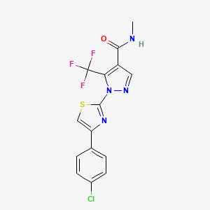 molecular formula C15H10ClF3N4OS B2557029 1-[4-(4-chlorophenyl)-1,3-thiazol-2-yl]-N-methyl-5-(trifluoromethyl)-1H-pyrazole-4-carboxamide CAS No. 321574-51-0