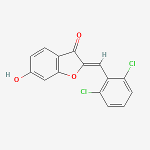 molecular formula C15H8Cl2O3 B2557033 (2Z)-2-(2,6-dichlorobenzylidene)-6-hydroxy-1-benzofuran-3(2H)-one CAS No. 637753-87-8