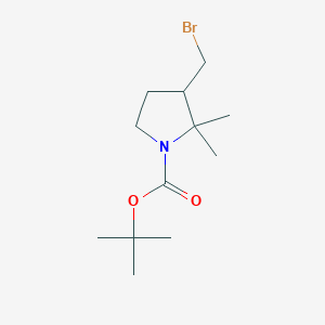 molecular formula C12H22BrNO2 B2557040 Tert-butyl 3-(bromomethyl)-2,2-dimethylpyrrolidine-1-carboxylate CAS No. 2375270-02-1
