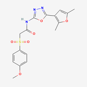 molecular formula C17H17N3O6S B2557052 N-(5-(2,5-二甲基呋喃-3-基)-1,3,4-恶二唑-2-基)-2-((4-甲氧苯基)磺酰基)乙酰胺 CAS No. 1286710-34-6