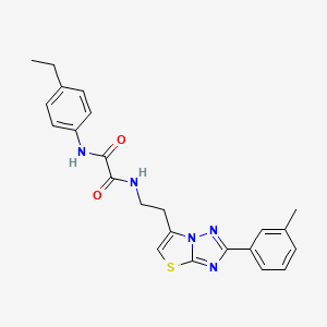 molecular formula C23H23N5O2S B2557057 N1-(4-乙基苯基)-N2-(2-(2-(间甲苯基)噻唑并[3,2-b][1,2,4]三唑-6-基)乙基)草酰胺 CAS No. 894039-88-4