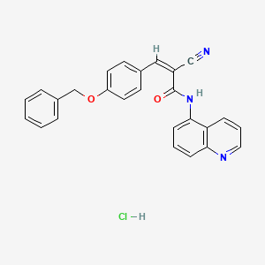 molecular formula C26H20ClN3O2 B2557058 (Z)-2-Cyano-3-(4-phenylmethoxyphenyl)-N-quinolin-5-ylprop-2-enamide;hydrochloride CAS No. 2173610-29-0