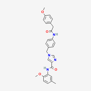 molecular formula C28H28N4O4 B2557066 N-(2-methoxy-5-methylphenyl)-1-(4-(2-(4-methoxyphenyl)acetamido)benzyl)-1H-imidazole-4-carboxamide CAS No. 1251608-56-6