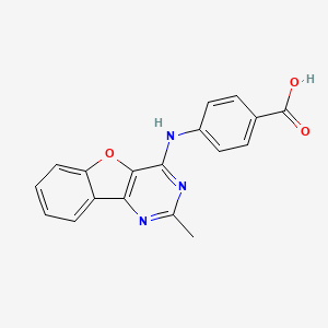 molecular formula C18H13N3O3 B2557080 4-((2-Methylbenzofuro[3,2-d]pyrimidin-4-yl)amino)benzoic acid CAS No. 406930-43-6