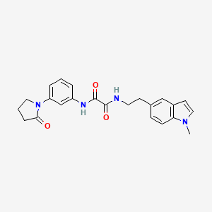 molecular formula C23H24N4O3 B2557081 N1-(2-(1-methyl-1H-indol-5-yl)ethyl)-N2-(3-(2-oxopyrrolidin-1-yl)phenyl)oxalamide CAS No. 2034419-07-1