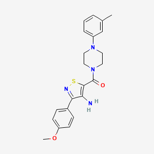 molecular formula C22H24N4O2S B2557085 (4-Amino-3-(4-methoxyphenyl)isothiazol-5-yl)(4-(m-tolyl)piperazin-1-yl)methanone CAS No. 1286727-65-8