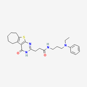 molecular formula C25H32N4O2S B2557086 N-(3-(ethyl(phenyl)amino)propyl)-3-(4-oxo-4,5,6,7,8,9-hexahydro-3H-cyclohepta[4,5]thieno[2,3-d]pyrimidin-2-yl)propanamide CAS No. 1030112-48-1