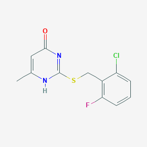 molecular formula C12H10ClFN2OS B255709 2-[(2-chloro-6-fluorophenyl)methylsulfanyl]-6-methyl-1H-pyrimidin-4-one 