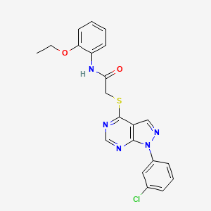 molecular formula C21H18ClN5O2S B2557099 2-((1-(3-chlorophenyl)-1H-pyrazolo[3,4-d]pyrimidin-4-yl)thio)-N-(2-ethoxyphenyl)acetamide CAS No. 893918-74-6