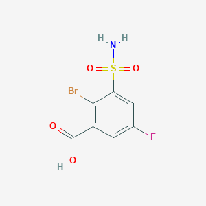 molecular formula C7H5BrFNO4S B2557104 2-Bromo-5-fluoro-3-sulfamoylbenzoic acid CAS No. 926260-80-2