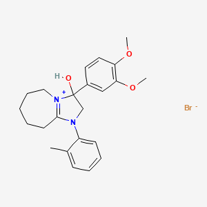 molecular formula C23H29BrN2O3 B2557106 3-(3,4-二甲氧基苯基)-3-羟基-1-(邻甲苯基)-3,5,6,7,8,9-六氢-2H-咪唑并[1,2-a]氮杂卓-1-溴 CAS No. 1106770-59-5