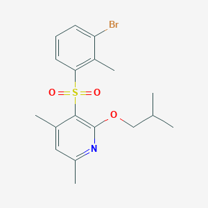 molecular formula C18H22BrNO3S B2557114 3-[(3-Bromo-2-methylphenyl)sulfonyl]-2-isobutoxy-4,6-dimethylpyridine CAS No. 338956-89-1