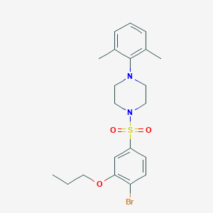 molecular formula C21H27BrN2O3S B2557131 1-(4-Bromo-3-propoxybenzenesulfonyl)-4-(2,6-dimethylphenyl)piperazine CAS No. 2380176-83-8