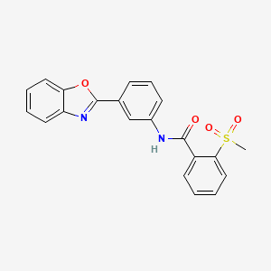 molecular formula C21H16N2O4S B2557136 N-(3-(苯并[d]恶唑-2-基)苯基)-2-(甲磺酰基)苯甲酰胺 CAS No. 896365-90-5