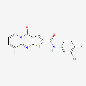 molecular formula C18H11ClFN3O2S B2557138 N-(3-氯-4-氟苯基)-9-甲基-4-氧代-4H-吡啶并[1,2-a]噻吩并[2,3-d]嘧啶-2-甲酰胺 CAS No. 689745-42-4