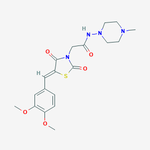 molecular formula C19H24N4O5S B255715 2-[5-(3,4-dimethoxybenzylidene)-2,4-dioxo-1,3-thiazolidin-3-yl]-N-(4-methyl-1-piperazinyl)acetamide 