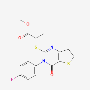 Ethyl 2-((3-(4-fluorophenyl)-4-oxo-3,4,6,7-tetrahydrothieno[3,2-d]pyrimidin-2-yl)thio)propanoate