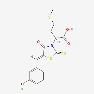 molecular formula C15H15NO4S3 B2557158 (Z)-2-(5-(3-hydroxybenzylidene)-4-oxo-2-thioxothiazolidin-3-yl)-4-(methylthio)butanoic acid CAS No. 300826-82-8