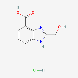 molecular formula C9H9ClN2O3 B2557165 2-(羟甲基)-1H-1,3-苯并二唑-4-羧酸盐酸盐 CAS No. 1955547-92-8