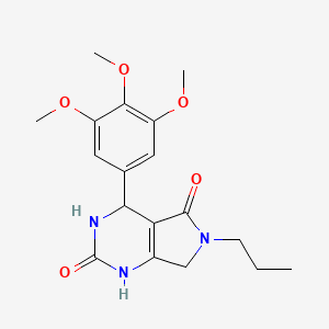 molecular formula C18H23N3O5 B2557169 6-propyl-4-(3,4,5-trimethoxyphenyl)-3,4,6,7-tetrahydro-1H-pyrrolo[3,4-d]pyrimidine-2,5-dione CAS No. 875159-18-5