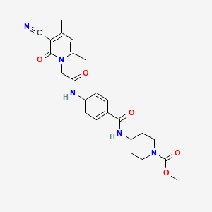 ethyl 4-(4-(2-(3-cyano-4,6-dimethyl-2-oxopyridin-1(2H)-yl)acetamido)benzamido)piperidine-1-carboxylate