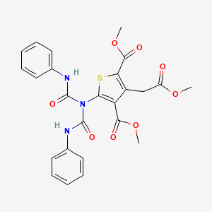molecular formula C25H23N3O8S B2557177 Dimethyl 5-[bis(anilinocarbonyl)amino]-3-(2-methoxy-2-oxoethyl)-2,4-thiophenedicarboxylate CAS No. 339020-08-5