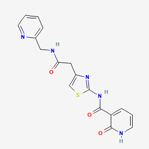 molecular formula C17H15N5O3S B2557206 2-oxo-N-(4-(2-oxo-2-((pyridin-2-ylmethyl)amino)ethyl)thiazol-2-yl)-1,2-dihydropyridine-3-carboxamide CAS No. 946207-30-3