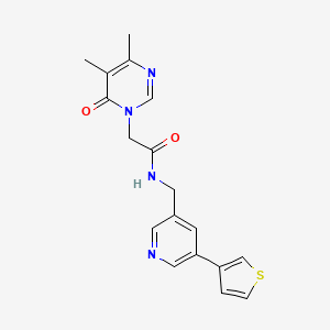 molecular formula C18H18N4O2S B2557207 2-(4,5-dimethyl-6-oxopyrimidin-1(6H)-yl)-N-((5-(thiophen-3-yl)pyridin-3-yl)methyl)acetamide CAS No. 1795480-62-4