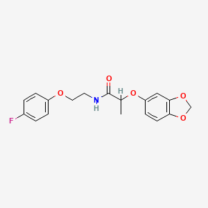 molecular formula C18H18FNO5 B2557211 2-(benzo[d][1,3]dioxol-5-yloxy)-N-(2-(4-fluorophenoxy)ethyl)propanamide CAS No. 1105209-55-9