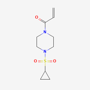 molecular formula C10H16N2O3S B2557220 1-(4-Cyclopropylsulfonylpiperazin-1-yl)prop-2-en-1-one CAS No. 2224206-20-4