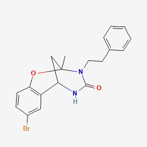 molecular formula C19H19BrN2O2 B2557222 8-bromo-2-methyl-3-phenethyl-5,6-dihydro-2H-2,6-methanobenzo[g][1,3,5]oxadiazocin-4(3H)-one CAS No. 687580-42-3