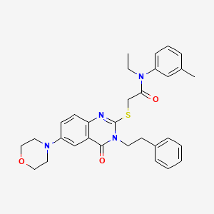 molecular formula C31H34N4O3S B2557223 N-ethyl-2-((6-morpholino-4-oxo-3-phenethyl-3,4-dihydroquinazolin-2-yl)thio)-N-(m-tolyl)acetamide CAS No. 689758-67-6