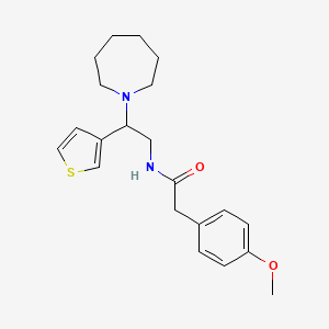 molecular formula C21H28N2O2S B2557226 N-(2-(氮杂环戊烷-1-基)-2-(噻吩-3-基)乙基)-2-(4-甲氧基苯基)乙酰胺 CAS No. 954648-70-5