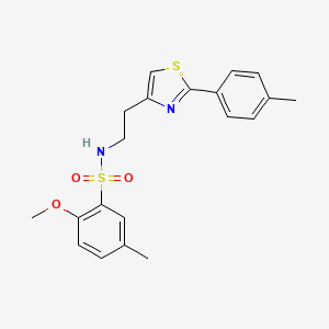 molecular formula C20H22N2O3S2 B2557228 2-甲氧基-5-甲基-N-(2-(2-(对甲苯基)噻唑-4-基)乙基)苯磺酰胺 CAS No. 896604-05-0