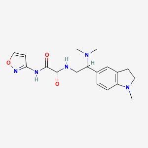 molecular formula C18H23N5O3 B2557236 N1-(2-(二甲氨基)-2-(1-甲基吲哚啉-5-基)乙基)-N2-(异恶唑-3-基)草酰胺 CAS No. 921896-74-4