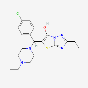 molecular formula C19H24ClN5OS B2557238 5-((4-Chlorophenyl)(4-ethylpiperazin-1-yl)methyl)-2-ethylthiazolo[3,2-b][1,2,4]triazol-6-ol CAS No. 898366-21-7