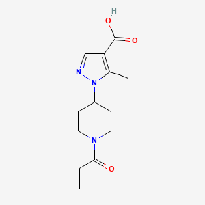molecular formula C13H17N3O3 B2557240 5-Methyl-1-(1-prop-2-enoylpiperidin-4-yl)pyrazole-4-carboxylic acid CAS No. 2248930-53-0
